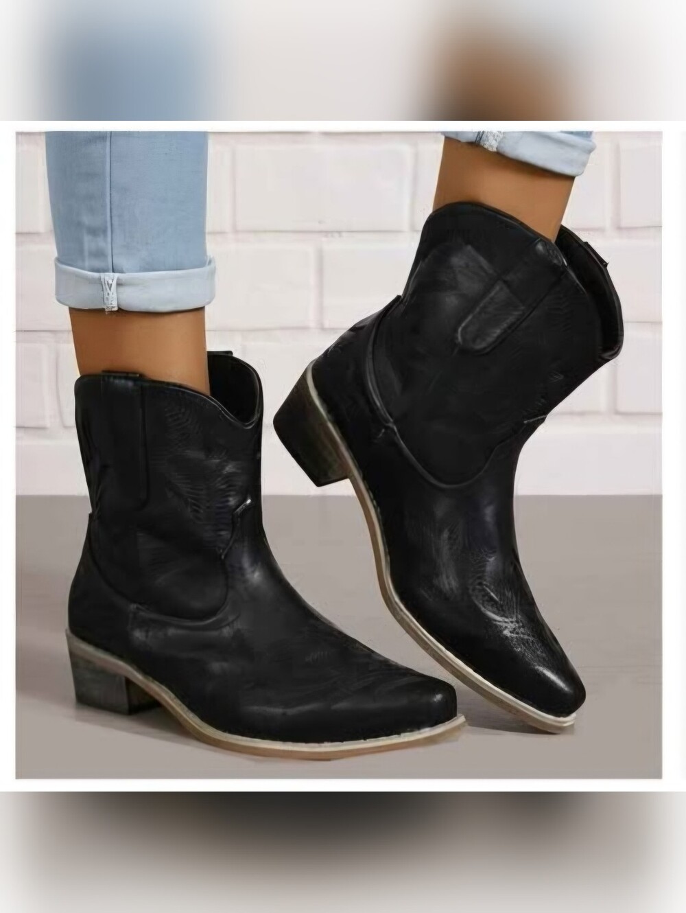 Black Embroidered Western Ankle Boots SZ 41 / 9.5-10